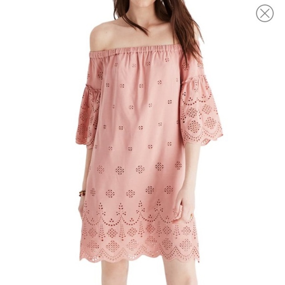 Madewell Off Shoulder Embroidered Cutout Dress size 0